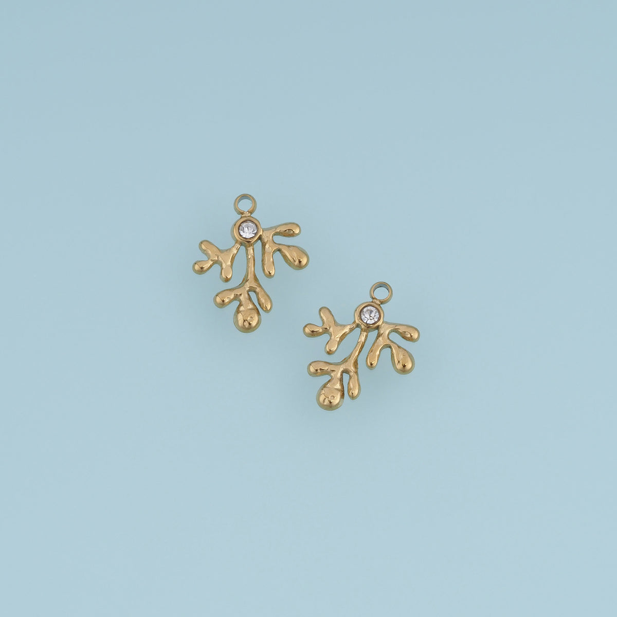 Coral Branch Pendant,14K Gold Clear Crystal Ocean Charm DIY Charm for Necklace Bracelet Making
