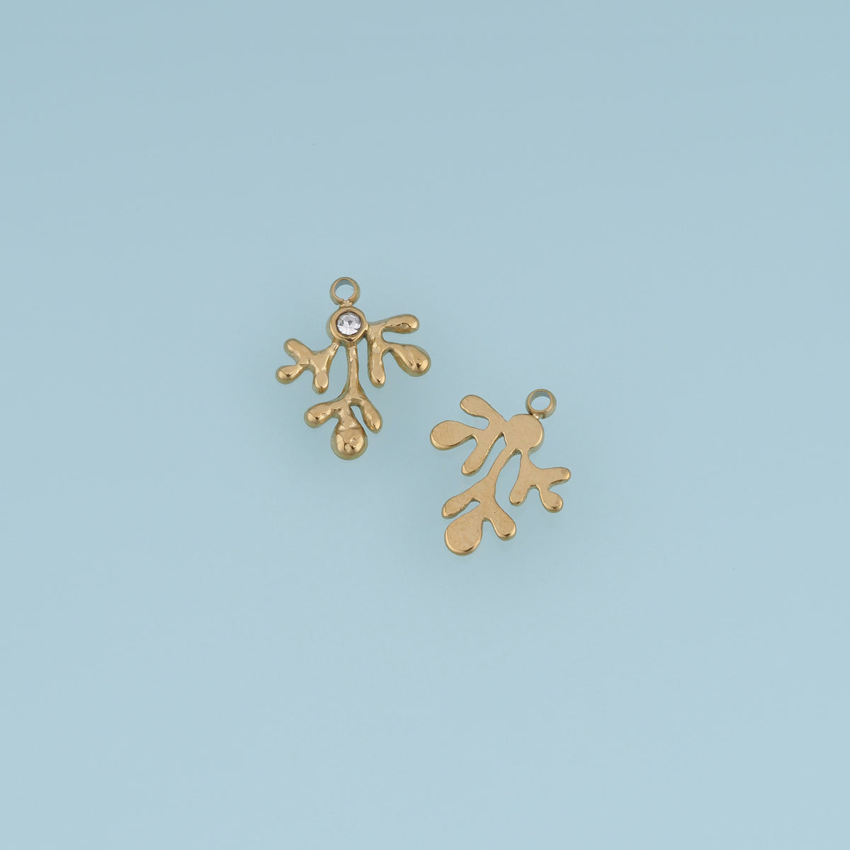 Coral Branch Pendant,14K Gold Clear Crystal Ocean Charm DIY Charm for Necklace Bracelet Making