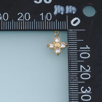 Four Petal Crystal Flower Pendant,14K Gold Orange Clear Floral Charm DIY Charm for Necklace Bracelet Making