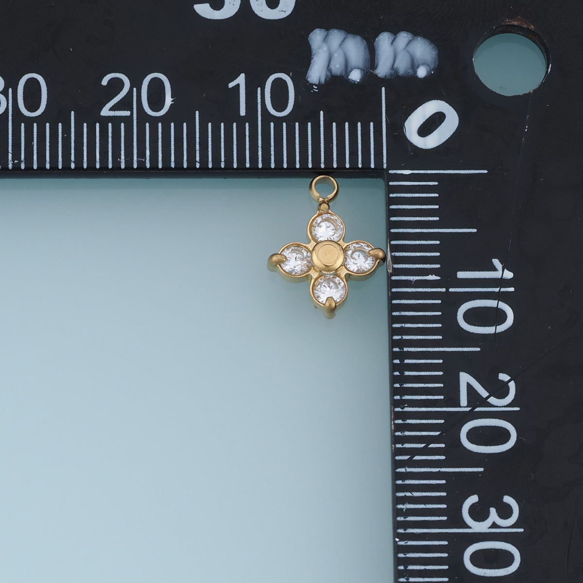 Four Petal Crystal Flower Pendant,14K Gold Orange Clear Floral Charm DIY Charm for Necklace Bracelet Making