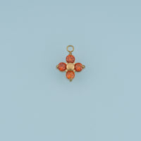 Four Petal Crystal Flower Pendant,14K Gold Orange Clear Floral Charm DIY Charm for Necklace Bracelet Making