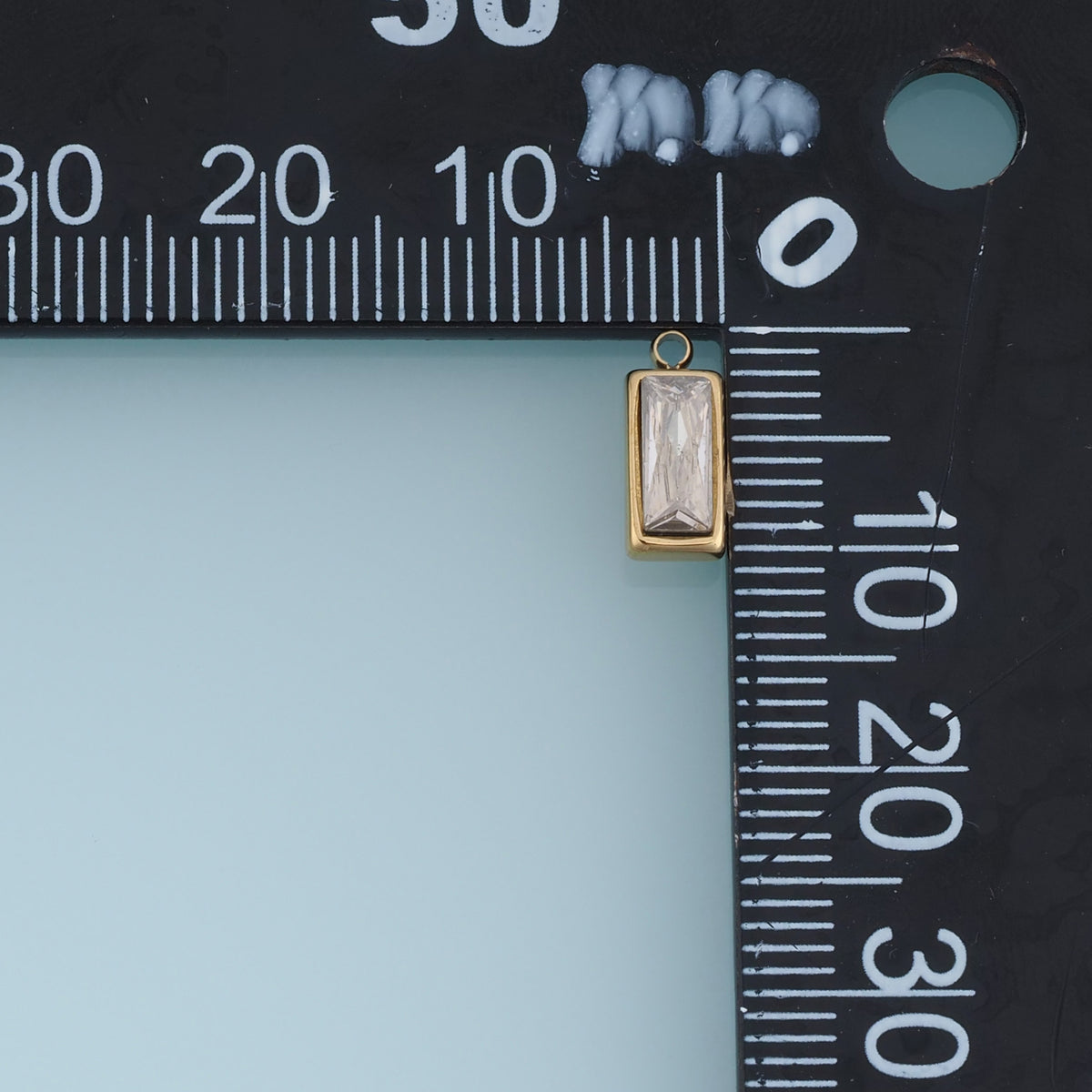 Rectangular Crystal Pendant,14K Gold Clear Baguette Stone Charm DIY Charm for Necklace Bracelet Making