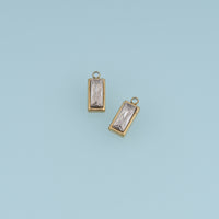 Rectangular Crystal Pendant,14K Gold Clear Baguette Stone Charm DIY Charm for Necklace Bracelet Making