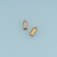 Rectangular Crystal Pendant,14K Gold Clear Baguette Stone Charm DIY Charm for Necklace Bracelet Making