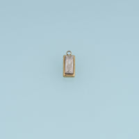 Rectangular Crystal Pendant,14K Gold Clear Baguette Stone Charm DIY Charm for Necklace Bracelet Making