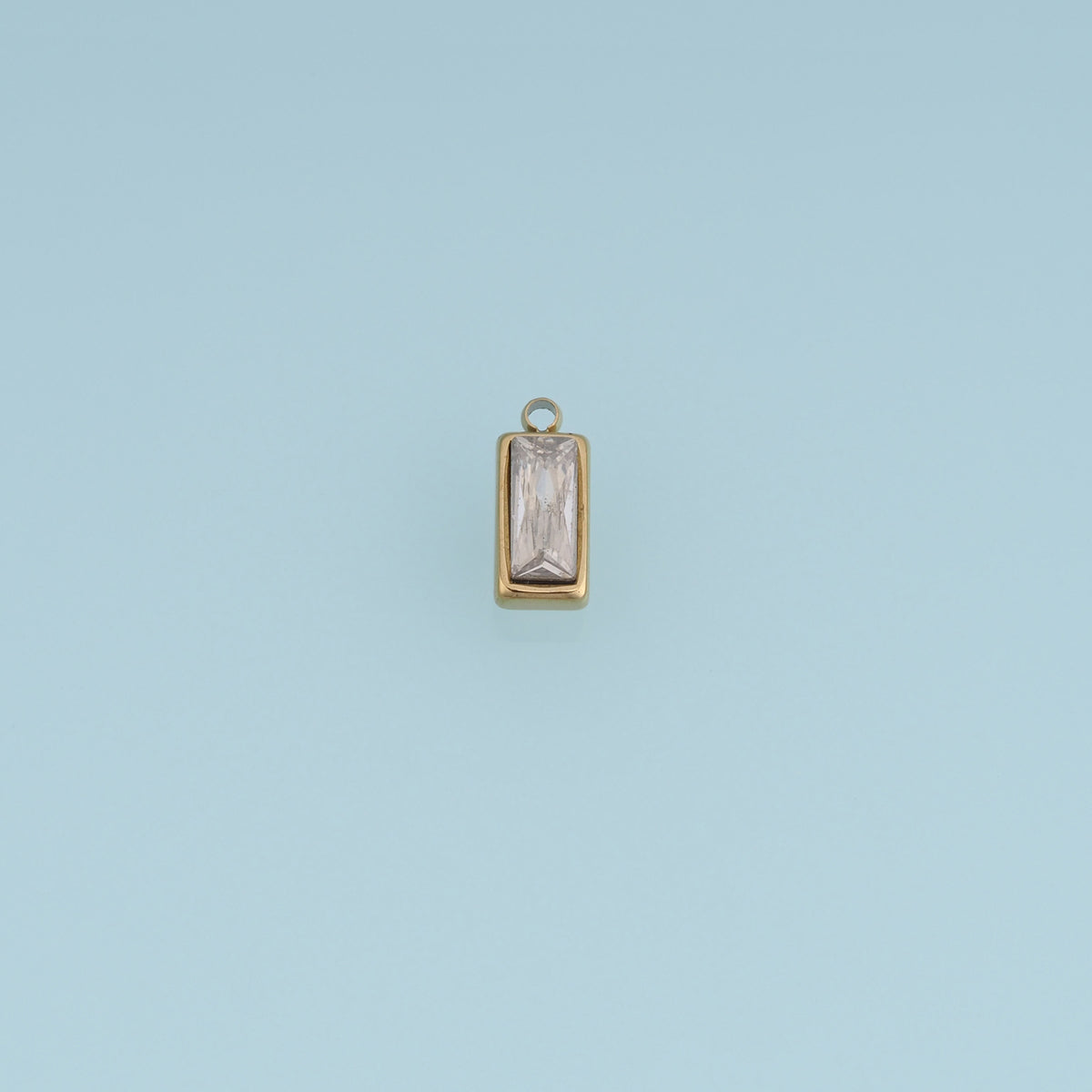 Rectangular Crystal Pendant,14K Gold Clear Baguette Stone Charm DIY Charm for Necklace Bracelet Making