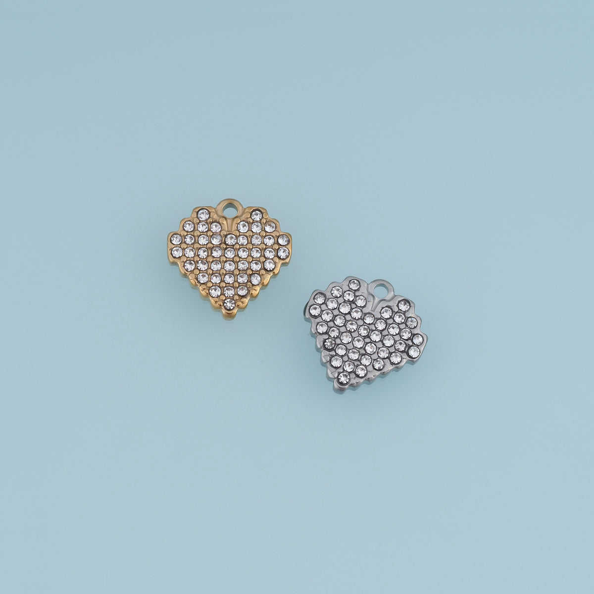 Crystal Heart Pendant,14K Gold Silver Sparkling Rhinestone Charm DIY Charm for Necklace Bracelet Making