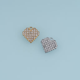 Crystal Heart Pendant,14K Gold Silver Sparkling Rhinestone Charm DIY Charm for Necklace Bracelet Making