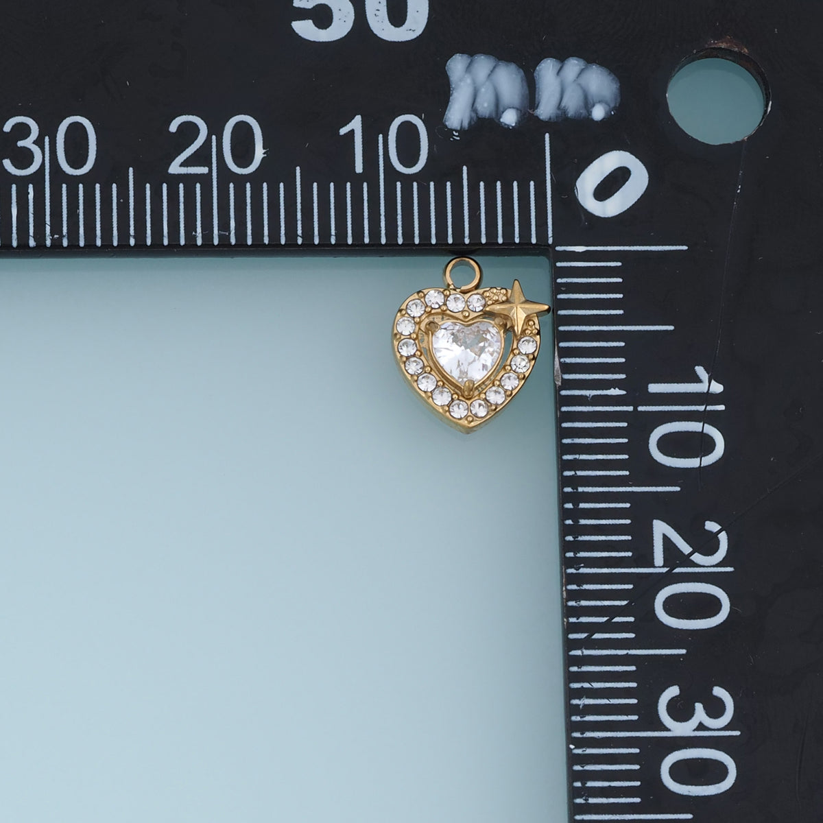 Star Heart Crystal Pendant,14K Gold Sparkling Rhinestone Heart Charm DIY Charm for Necklace Bracelet Making