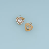 Star Heart Crystal Pendant,14K Gold Sparkling Rhinestone Heart Charm DIY Charm for Necklace Bracelet Making