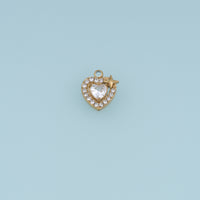 Star Heart Crystal Pendant,14K Gold Sparkling Rhinestone Heart Charm DIY Charm for Necklace Bracelet Making