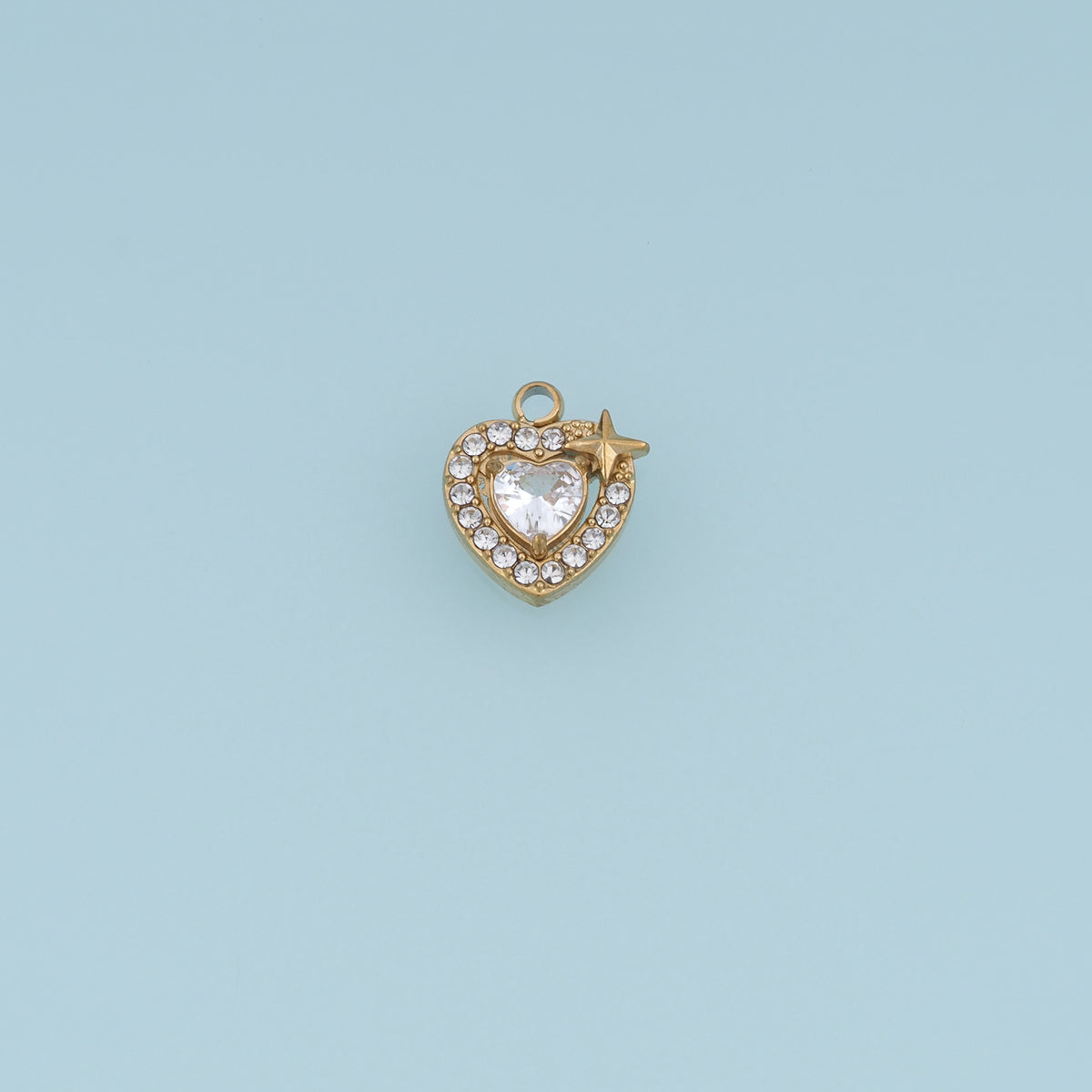 Star Heart Crystal Pendant,14K Gold Sparkling Rhinestone Heart Charm DIY Charm for Necklace Bracelet Making
