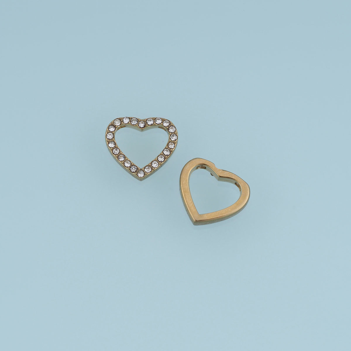 Open Heart Crystal Pendant,14K Gold Silver Sparkling Rhinestone Charm DIY Charm for Necklace Bracelet Making
