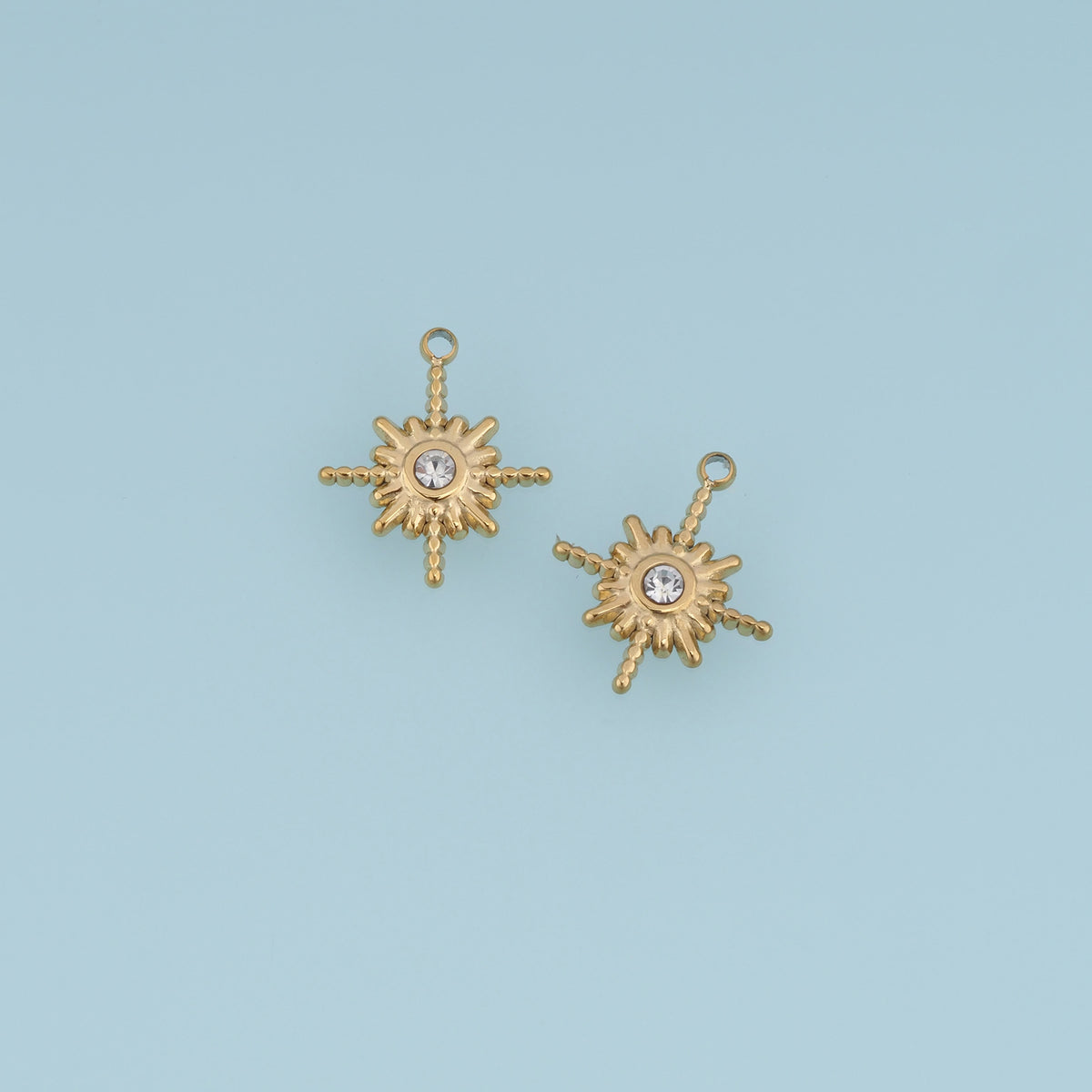 Sunburst Crystal Pendant,14K Gold Radiant Sun Star Charm DIY Charm for Necklace Bracelet Making