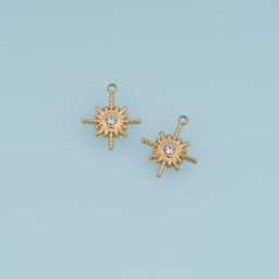 Sunburst Crystal Pendant,14K Gold Radiant Sun Star Charm DIY Charm for Necklace Bracelet Making