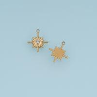 Sunburst Crystal Pendant,14K Gold Radiant Sun Star Charm DIY Charm for Necklace Bracelet Making
