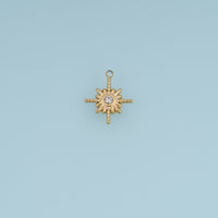 Sunburst Crystal Pendant,14K Gold Radiant Sun Star Charm DIY Charm for Necklace Bracelet Making