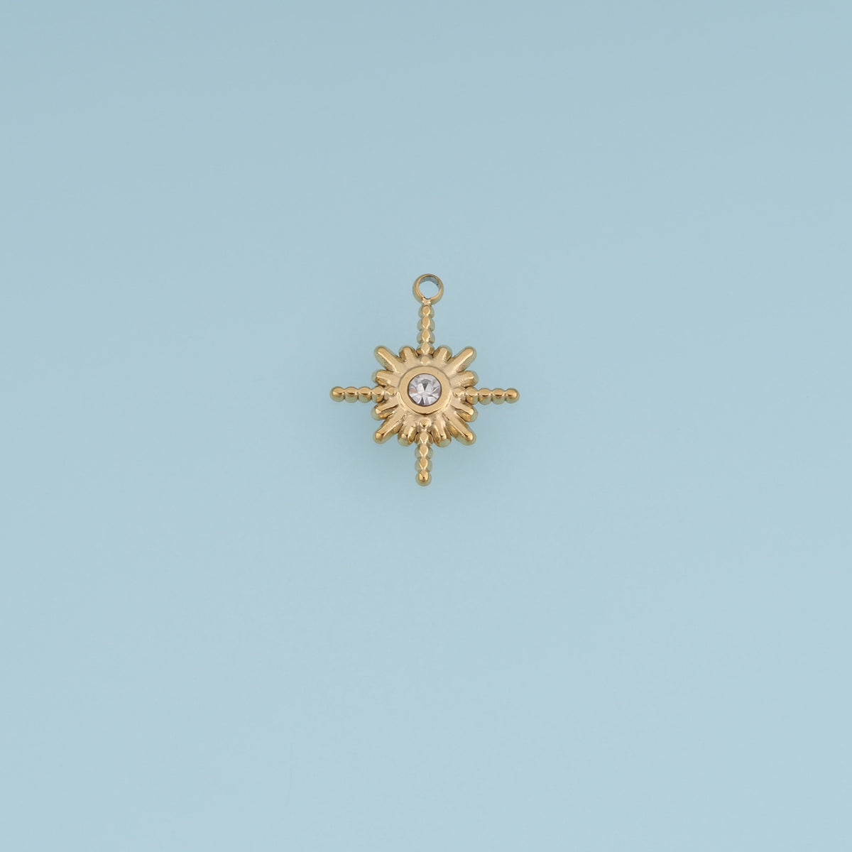 Sunburst Crystal Pendant,14K Gold Radiant Sun Star Charm DIY Charm for Necklace Bracelet Making