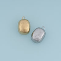 Brushed Oval Pendant,14K Gold Silver Matte Textured Metal Charm DIY Charm for Necklace Bracelet Making