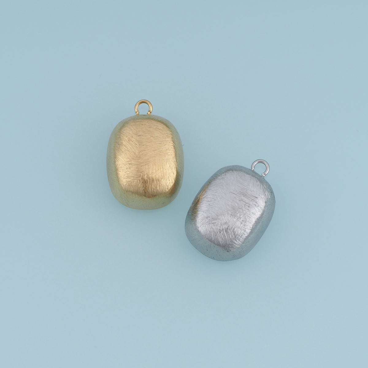 Brushed Oval Pendant,14K Gold Silver Matte Textured Metal Charm DIY Charm for Necklace Bracelet Making