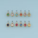 Round Crystal Pendant,14K Gold Colorful Bezel Set Charm DIY Charm for Necklace Bracelet Making