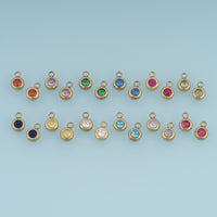Round Crystal Pendant,14K Gold Colorful Bezel Set Charm DIY Charm for Necklace Bracelet Making