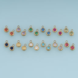 Round Crystal Pendant,14K Gold Colorful Bezel Set Charm DIY Charm for Necklace Bracelet Making