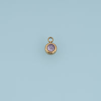 Round Crystal Pendant,14K Gold Colorful Bezel Set Charm DIY Charm for Necklace Bracelet Making