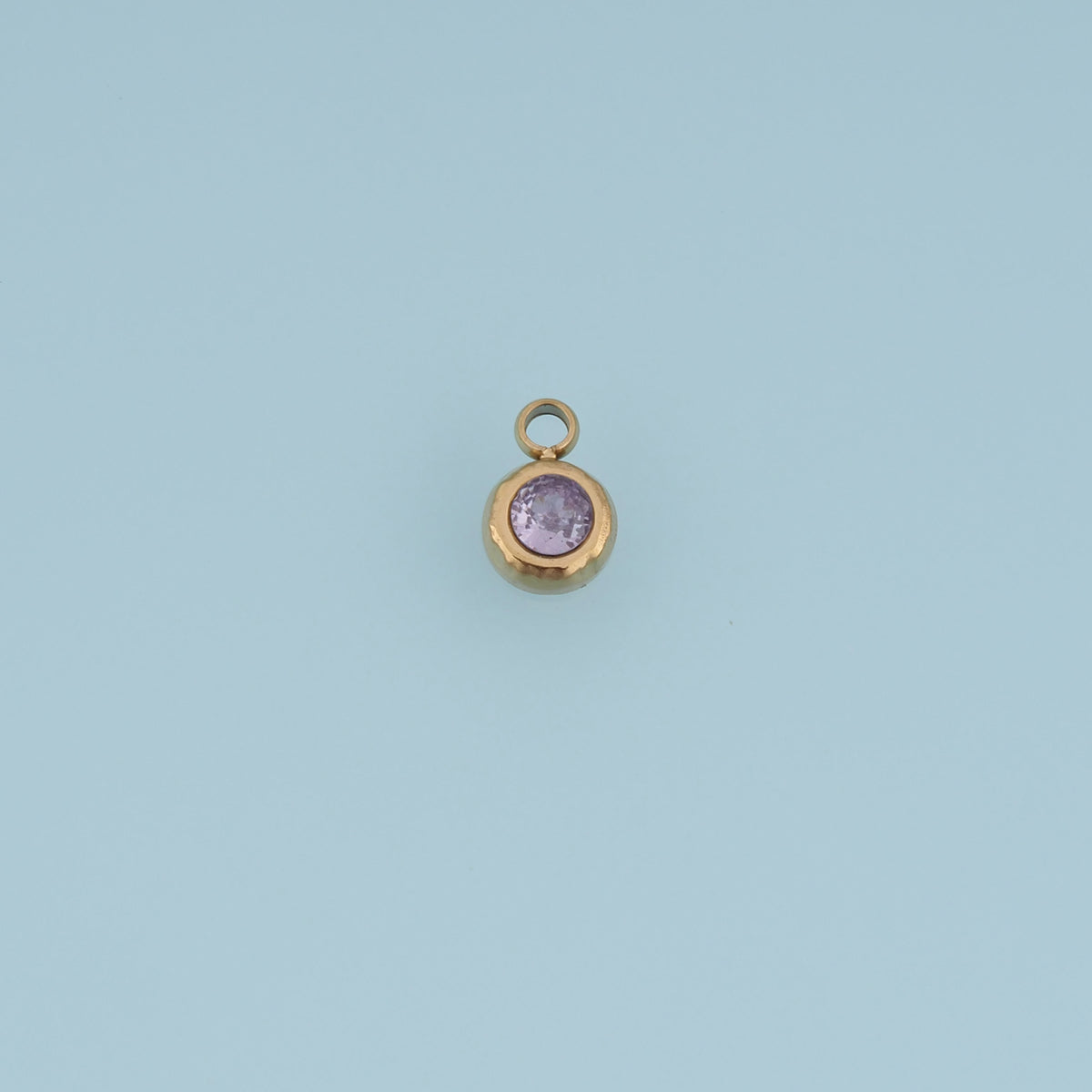 Round Crystal Pendant,14K Gold Colorful Bezel Set Charm DIY Charm for Necklace Bracelet Making