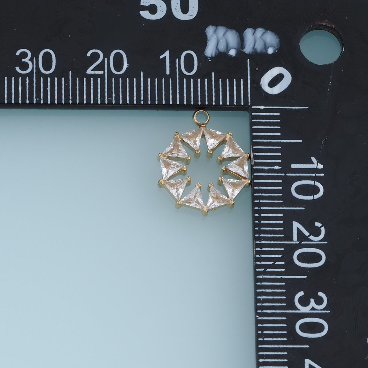 Triangle Crystal Wreath Pendant,14K Gold Silver Colorful Geometric Charm DIY Charm for Necklace Bracelet Making