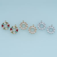 Triangle Crystal Wreath Pendant,14K Gold Silver Colorful Geometric Charm DIY Charm for Necklace Bracelet Making