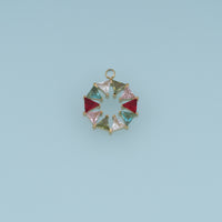 Triangle Crystal Wreath Pendant,14K Gold Silver Colorful Geometric Charm DIY Charm for Necklace Bracelet Making