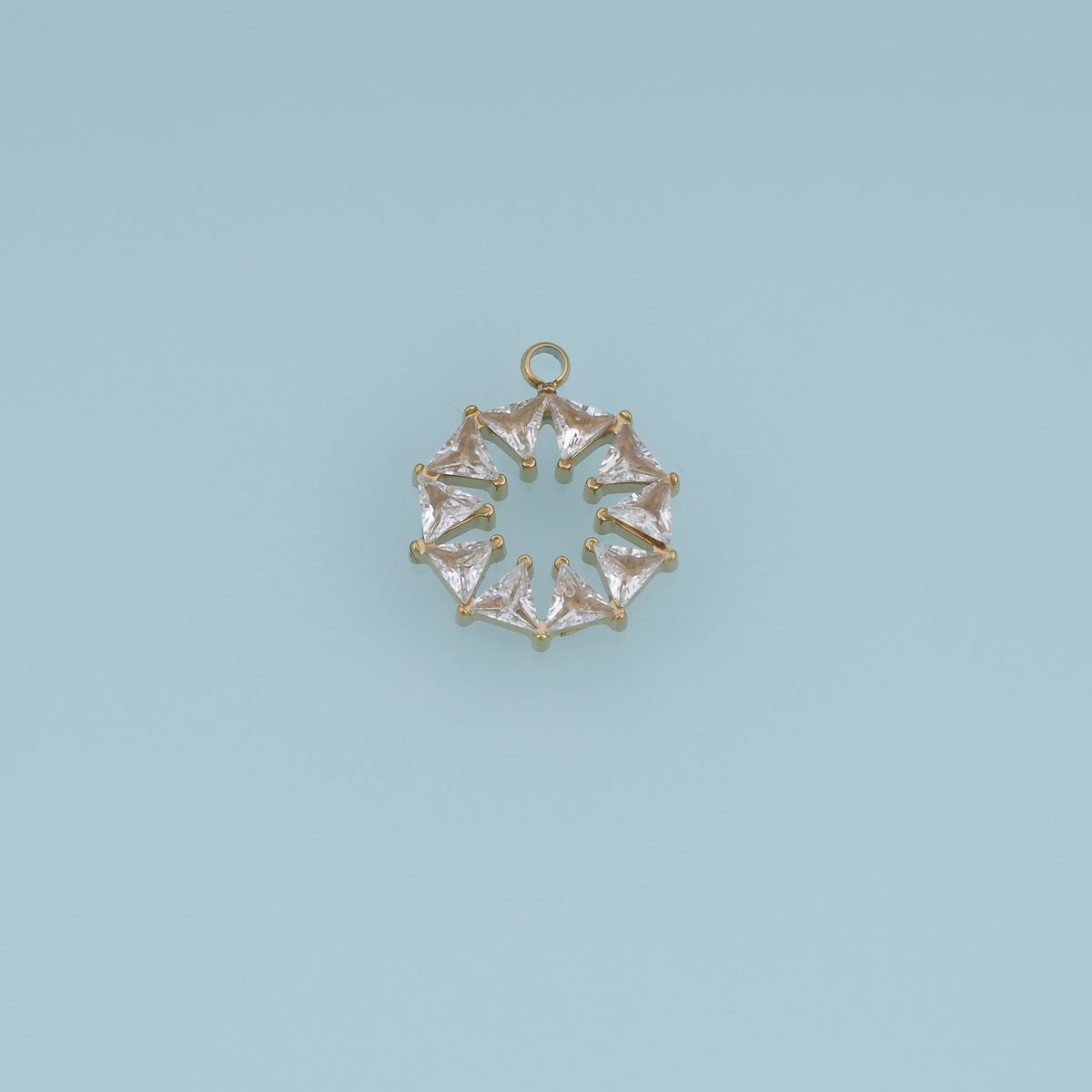 Triangle Crystal Wreath Pendant,14K Gold Silver Colorful Geometric Charm DIY Charm for Necklace Bracelet Making
