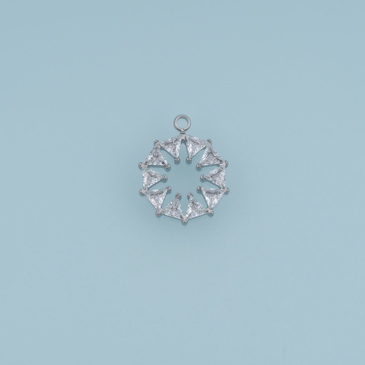 Triangle Crystal Wreath Pendant,14K Gold Silver Colorful Geometric Charm DIY Charm for Necklace Bracelet Making