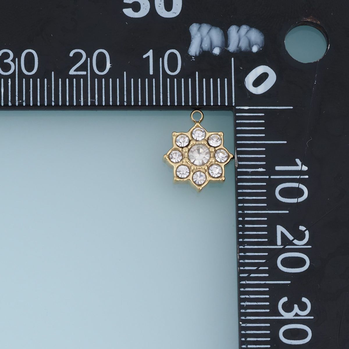 Crystal Star Flower Pendant,14K Gold Clear Rhinestone Geometric Charm DIY Charm for Necklace Bracelet Making