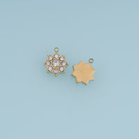 Crystal Star Flower Pendant,14K Gold Clear Rhinestone Geometric Charm DIY Charm for Necklace Bracelet Making