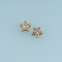 Double Star Crystal Pendant,14K Gold Clear Star Charm DIY Charm for Necklace Bracelet Making