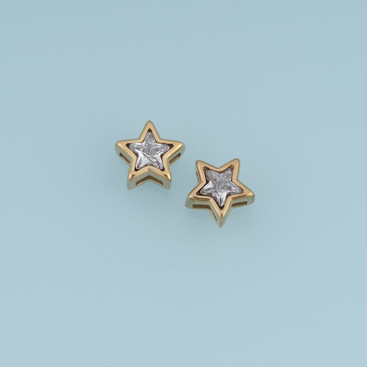 Double Star Crystal Pendant,14K Gold Clear Star Charm DIY Charm for Necklace Bracelet Making
