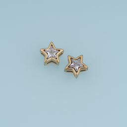 Double Star Crystal Pendant,14K Gold Clear Star Charm DIY Charm for Necklace Bracelet Making