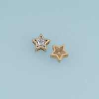 Double Star Crystal Pendant,14K Gold Clear Star Charm DIY Charm for Necklace Bracelet Making