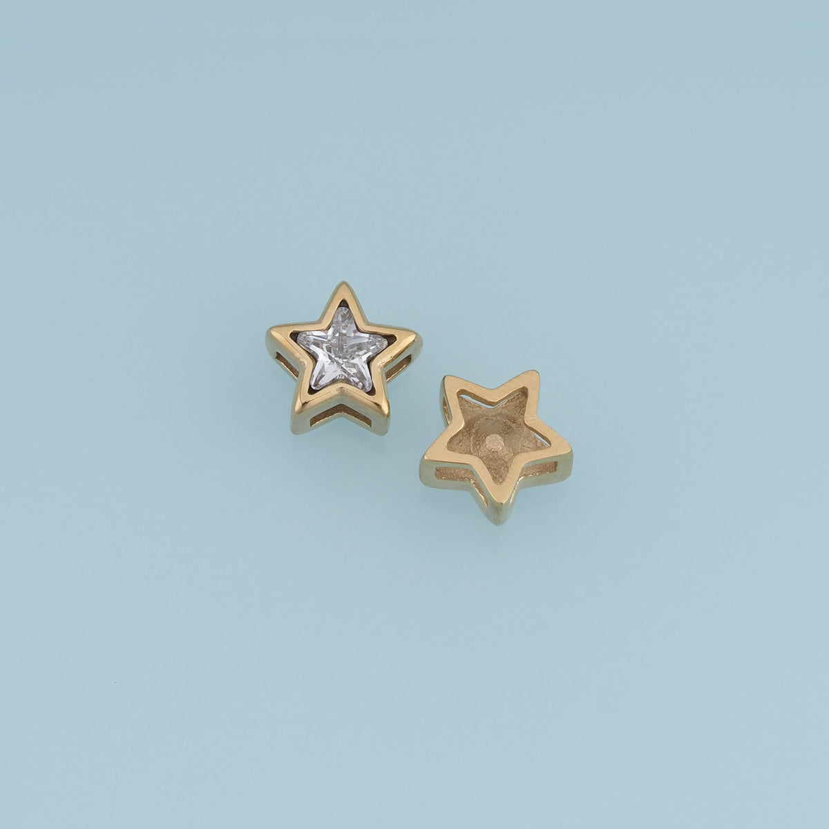 Double Star Crystal Pendant,14K Gold Clear Star Charm DIY Charm for Necklace Bracelet Making