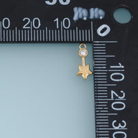 Dangling Star Pendant,14K Gold Dainty Crystal Star Charm DIY Charm for Necklace Bracelet Making