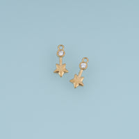 Dangling Star Pendant,14K Gold Dainty Crystal Star Charm DIY Charm for Necklace Bracelet Making