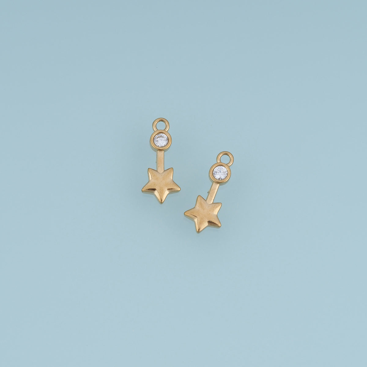 Dangling Star Pendant,14K Gold Dainty Crystal Star Charm DIY Charm for Necklace Bracelet Making