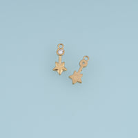 Dangling Star Pendant,14K Gold Dainty Crystal Star Charm DIY Charm for Necklace Bracelet Making