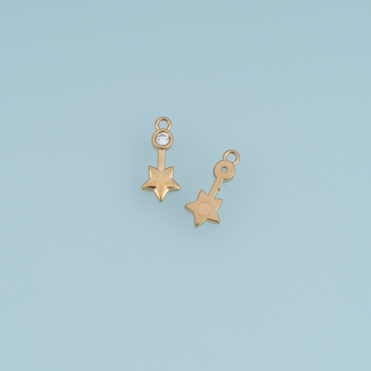 Dangling Star Pendant,14K Gold Dainty Crystal Star Charm DIY Charm for Necklace Bracelet Making