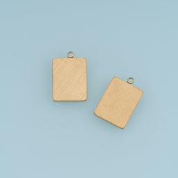 Rectangular Blank Pendant,14K Gold Brushed Textured Tag Charm DIY Charm for Necklace Bracelet Making