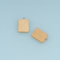 Rectangular Blank Pendant,14K Gold Brushed Textured Tag Charm DIY Charm for Necklace Bracelet Making