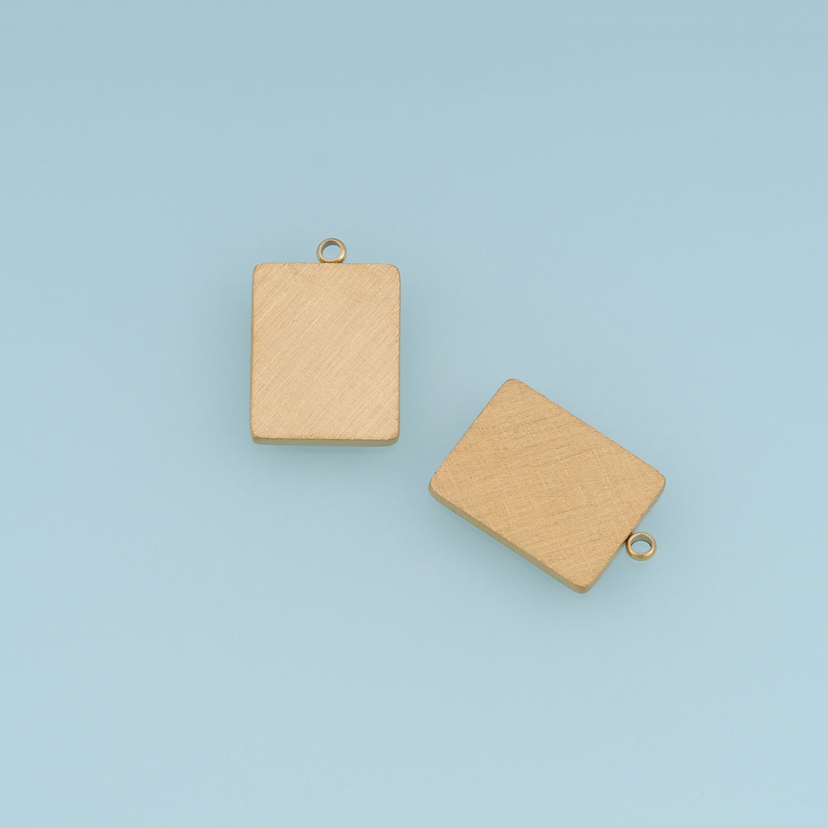 Rectangular Blank Pendant,14K Gold Brushed Textured Tag Charm DIY Charm for Necklace Bracelet Making