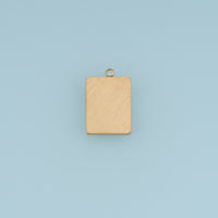 Rectangular Blank Pendant,14K Gold Brushed Textured Tag Charm DIY Charm for Necklace Bracelet Making